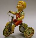 Lithographed Tin WindUp Kiddie Cyclist by Unique Art