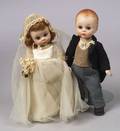 Hard Plastic Alexanderkins Bride and Groom Dolls