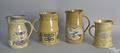 Four Hay Creek stoneware pitchers by Left Handed Russell Henry