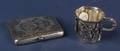 Russian Silver Mug and a Turkish Silver and Niello Cigarette Case