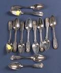 Twelve Gale Wood  Hughes Wheatsheaf Pattern Coin Silver Teaspoons