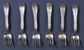 Set of Twelve Tiffany  Co Sterling Acid Etched Lap Over Edge Forks