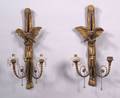 Pair of Neoclassical Carved and Gilded Eagle TwoLight Wall Sconces