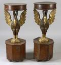 Pair of Continental Mahogany and Gilt Carved Pedestals