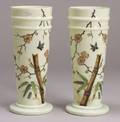 Pair of French Opalescent Enamel Decorated Aesthetic Movement Vases