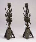 Pair of Empirestyle Patinated Bronze Candlesticks