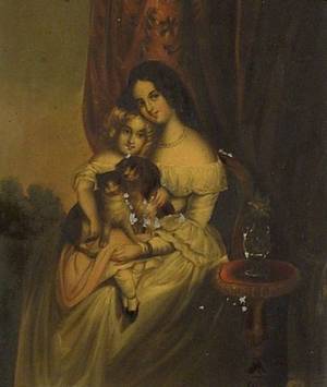 Continental School 19th Century Mother and Her Pets