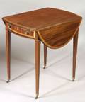 George III Style Satinwood Inlaid Mahogany Demilune Pembroke Table