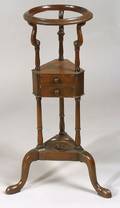 George III Style Mahogany Wig Stand and a Chinese Export Bowl