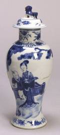 Cantonese Porcelain Blue and White Vase and Cover