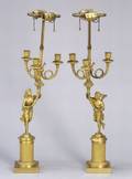 Pair of Louis Philippe Bronze and Ormolu Figural Candelabra