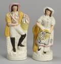 Pair of Staffordshire Pottery Fishmongers