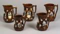 Five Measham Bargeware Jugs