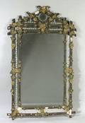 Continental Gilded and PartEbonized and Etched MirrorFramed Mirror