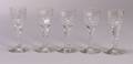 Five Jacobeanstyle Colorless Cut Glass Wine Glasses