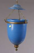 Blue Opaline Glass and Brass Hall Lantern