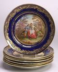 Seven Sevres Porcelain Handpainted Plates