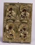 Eighteenth Century Russian Icon with Silver Gilt Riza