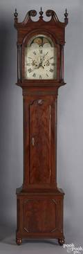 Rare Chester County Pennsylvania walnut tall case clock attributed to the shop of Isaac Thomas late 18th c
