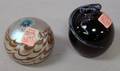 Lundberg Studios Cased Art Glass Paperweight and a Modern Studio Art Glass Paperweight with Applied Snake