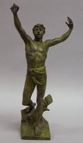 French Patinated Cast Metal Figure of a Young Man