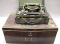 Large Painted and Initialed EL Tin Document Box and Corona Folding Typewriter