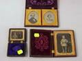 S Peck  Co Double Portrait Union Case with Ambrotype Photos and Two Cased Tintype Portrait Photographs