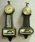 Two New Haven Mahogany Banjo Wall Clocks