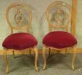 Pair of Louis XV Style Red Velvet Upholstered Carved Beechwood Parlor Side Chairs