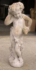 Cast Stone Figural Putto Garden Fountain