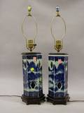 Pair of Asian Blue and White Porcelain Vases
