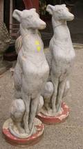 Pair of Gray Painted Cast Stone Whippets