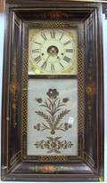 Forestville Manfg Co Paint Decorated and Ebonized Ogee Mantel Clock