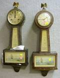 Two New Haven Mahogany Banjo Wall Timepieces
