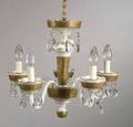 Colorless Cased Milk Glass and Parcelgilt FiveLight Chandelier