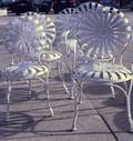 Set of Six White Painted Metal Bistro Chairs
