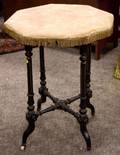 Victorian Parcelgilt and Ebonized Occasional Table with Fringed Fabrictop