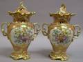 Pair of Paris Porcelain Gilt and Floral Decorated Potpourriums