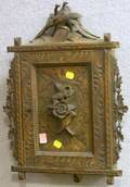 Small German Carved Wooden Wall Key Cabinet