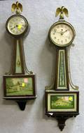 Telechron Mahogany Banjo Wall Clock and a Sangamo George Washington Banjo Wall Clock
