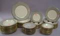 Sixtynine Piece Flintridge Gilt and Gray Banded Porcelain Partial Dinner Service