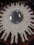 Oval White Painted Sunburst Framed Mirror