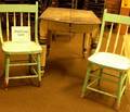 Set of Six Painted Late Victorian Kitchen Side Chairs and Dropleaf Table