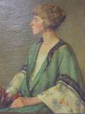 Framed Oil Portrait of a Lady in Profile