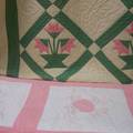 Embroidered Pieced Cotton Quilt and a Pieced Cotton Quilt