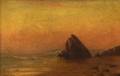 American School 19th Century Coastal Rock Sunset