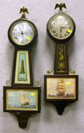 Ingraham and Sessions Mahogany Marine Decorated Banjo Wall Clocks