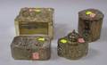 Silver Plated Copper Tea Caddy and Three Boxes