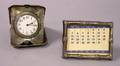 Tiffany  Co Sterling Silver Bambooform Table Calendar and a Sterling Silver Travel Clock