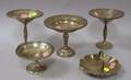 Four Sterling Silver Compotes and a Leafshaped Dish